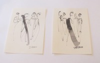 Frauen 2 Zeichnungen schwarz/weiß je 30x21 original Feder-Zeichnungen Aquarell Tusche 3