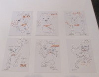 Bulli und Bobtail 2 Zeichnungen Original Tusche Gouache Tier Hunde Aquarell 21x14 DinA5 8