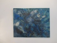 abstraktes blaues Ölbild - Materialcollage mixedmedia 100x80cm Originalmalerei Sonja