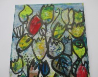 Frühlingsblumen Tulpen Original, Malerei, 40 x 30 cm Leinwand, acryl abstrakte Kunst Malerei, 5