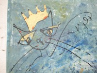 blaue lustige Katze als König Original, Malerei, 90x90cm Leinwand Kunst 4