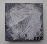 Abstrakt Original Malerei MixedMedia Collage / Leinwand kostenloser Versand blau grau braun