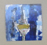 1 x Fernsehturm Düsseldorf 10x10 cm auf Magnet gedruckt - signiert/x/10 numeriert kostenloser