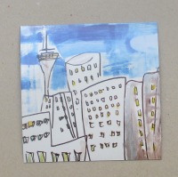 1 x Gehry-Bauten Düsseldorf 10x10 cm auf Magnet gedruckt - signiert/x/10 numeriert kostenloser