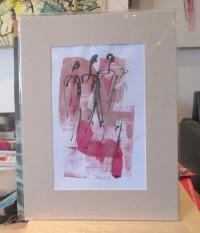 Frauen in pink Original Zeichnung auf Künstlerpapier - 32x24cm in PP 30x40 mit Bambusfeder -