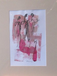 Frauen in pink Original Zeichnung auf Künstlerpapier - 32x24cm in PP 30x40 mit Bambusfeder -