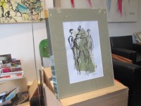 Frauen in grün Original Zeichnung auf Künstlerpapier - 32x24cm in PP 30x40 mit Bambusfeder -