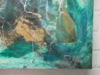abstrakte Menschen in smaragd 90x90 cm Ölmalerei Collage expressive Malerei 6