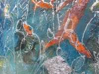abstrakte Menschen in rost 100x100 cm Ölmalerei Collage expressive Malerei blau 7