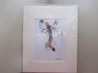 Frauen mit gold Original Zeichnung in Passepartout 24x30 cm 4