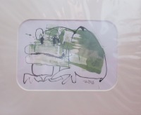 Frosch Original Zeichnung in Passepartout 24x30 cm 2