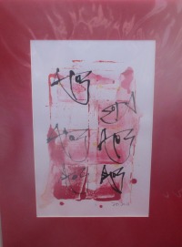 rote Fische Original Zeichnung auf Künstlerpapier - 32x24cm in PP 30x40 mit Bambusfeder - farbige