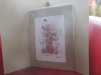wilde Katze expressive Original Zeichnung auf Papier Tusche in Passepartout 40x30 5