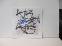 2 x blaue Fische Original Zeichnung auf Künstlerpapier 20x20cm expressiv - mit Acryl gezeichnet 6