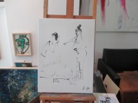 zwei Mädchen in Original-Malerei auf 30x40 cm Leinwand, Acryltusche 2