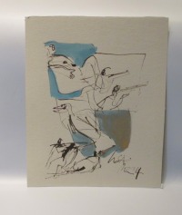 Akte und Vögel Original-Zeichnung auf 50x37,5 cm auf Künstlerkarton Acryltusche 3