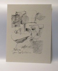 Selbstbildnis schraffiert Original-Zeichnung auf 50x37,5 cm auf Künstlerkarton Acryltusche 2