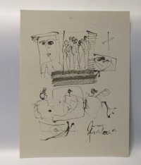 Akte und Frosch Original-Zeichnung auf 50x37,5 cm auf Künstlerkarton Acryltusche 2