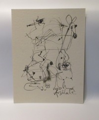 Akte und Vögel Original-Zeichnung auf 50x37,5 cm auf Künstlerkarton Acryltusche 2