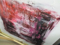 pinkes Pigmentbild 120x120x6 cm Acryl Materialbild informele Malerei 6