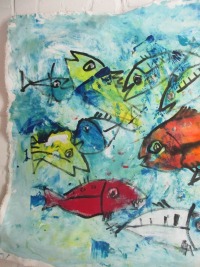 große wilde Fische xxl-Acrylbild - nicht aufgespannt - gerollt verschickt Kunstmuellerei 9