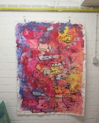 pink city Painting, 105x155 cm Art, abstract Canvas, Original by Sonja Zeltner-Müller 2