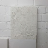 monochromes Strukturbild Relief Texture art weiß Sandbild 40x50x4cm