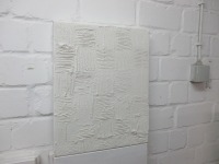 monochromes Strukturbild Relief Texture art weiß Sandbild 40x50x4cm 4