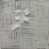 monochromes Strukturbild - Texture art weiß Sandbild 20x20x4cm 2