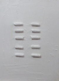 monochromes Strukturbild Duo - Texture art weiß mit Holzstücken Sandbild 2 x 30x40x2cm 7