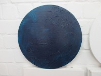 monocrome Strukturbilder in rund - Texture art blau Sandbild 40x40x2cm 4
