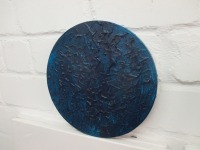 monochrome Strukturbilder in rund - Texture art blau Sandbild 30x2cm 4