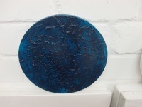 monochrome Strukturbilder in rund - Texture art blau Sandbild 30x2cm 2