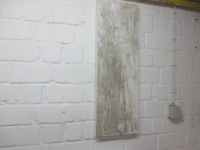 monochromes Strukturbild Relief Texture art weiss grau Sandbild 40x50x4cm 3
