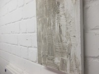 monochromes Strukturbild Relief Texture art weiss grau Sandbild 40x50x4cm 6
