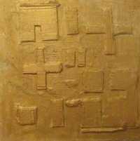 Rechenstück in gold - Texture art Sandbild 50x50x4cm 3