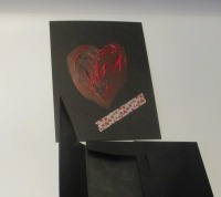 rotes Herz mit Umschlag Original Zeichnung auf dickem Karton Acryl 21x15 cm 4