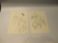 Engel - 2 Zeichnungen - Tusche Gouache Aquarell 21x15 schwarz weiss 2