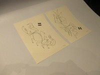 Skorpione - 2 Zeichnungen - Tusche Gouache Aquarell 21x15 schwarz weiss 2