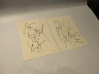 Frauen - 2 Zeichnungen - Tusche Gouache Aquarell 21x15 schwarz weiss 2