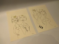 girls - 2 Zeichnungen - Tusche Gouache Aquarell 21x15 schwarz weiss 2