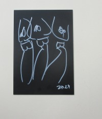 drei Grazien Original Zeichnung auf dickem Karton black/White Acryl 21x15 cm 3