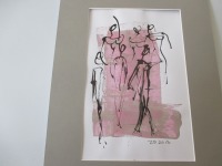 Tänzerinnen pink Original Zeichnung auf Künstlerpapier - 32x24cm in PP 30x40 mit Bambusfeder -