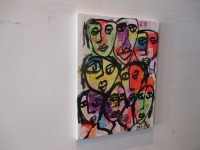Neon Faces, Leinwand / Zeichnung 40x30 cm auf Leinwand original 3