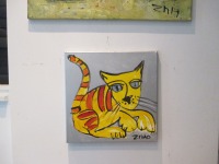 expressive Katze Acryl Malerei Leinwand silber 40x40 cm 5