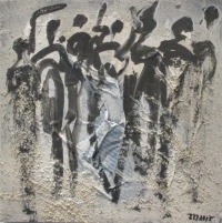 Tänzer in blackandwhite Original 30x30cm Acryl / schwarze Leinwand / Zeichnung