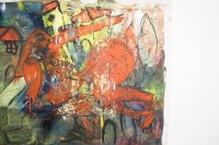 liegender roter Akt, abstraktes Ölbild , Canvas, Original 2