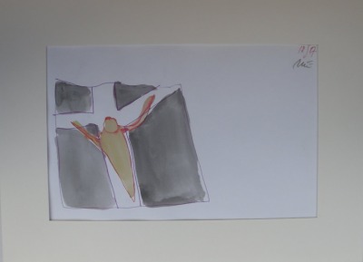 abstrakter Jesus Original in 30x40 cm Passepartout