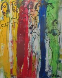 Menschen im Tanz Acryl / Leinwand original Acrylmalerei 100x80cm freier Versand