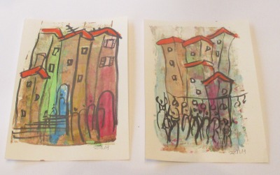 Italien Stadtszenen urban sketch Urlaubsszenen mit Kaffee und Gouache - farbintensiv und original 2